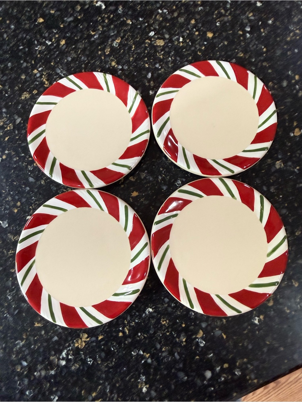 Longaberger Pottery Peppermint Twist Coasters Set of 4 Christmas Holiday